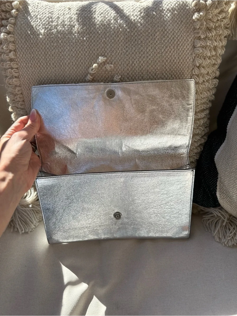 Metallic Silver YSL Clutch - Picture 8 of 9